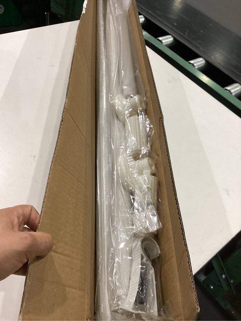 Condition photo showing Good Condition for tension curtain rod 51-166 inch(4.25-13.83ft), extra long outdoor tension rod for patio window, no drill dual-end adjustable spring shower rod, rust proof easy to install, rod diameter 1.26in, white white 51"-166"