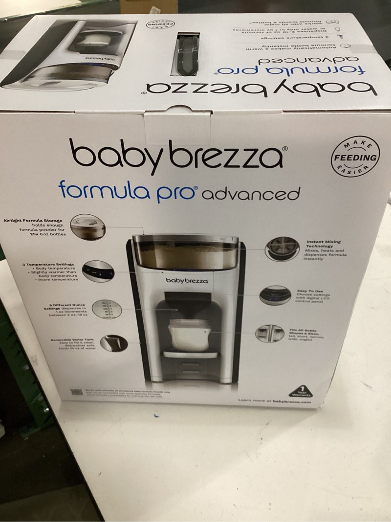 Condition photo showing New/Like New for baby brezza new and improved formula pro advanced formula dispenser machine - automatically mix a warm formula bottle instantly - easily make bottle with automatic powder blending, white