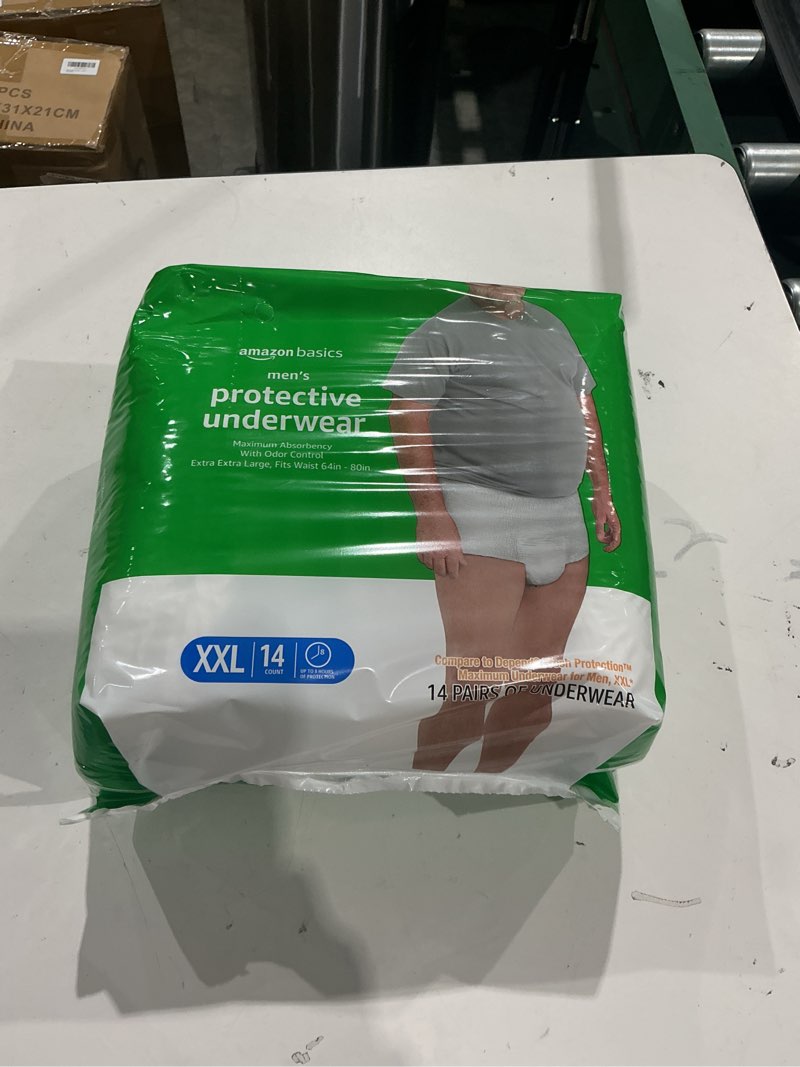 Condition photo showing New/Like New for amazon basics maximum absorbency incontinence underwear for men with leak protection, 2x-large, 14 count 2x-large 14.0