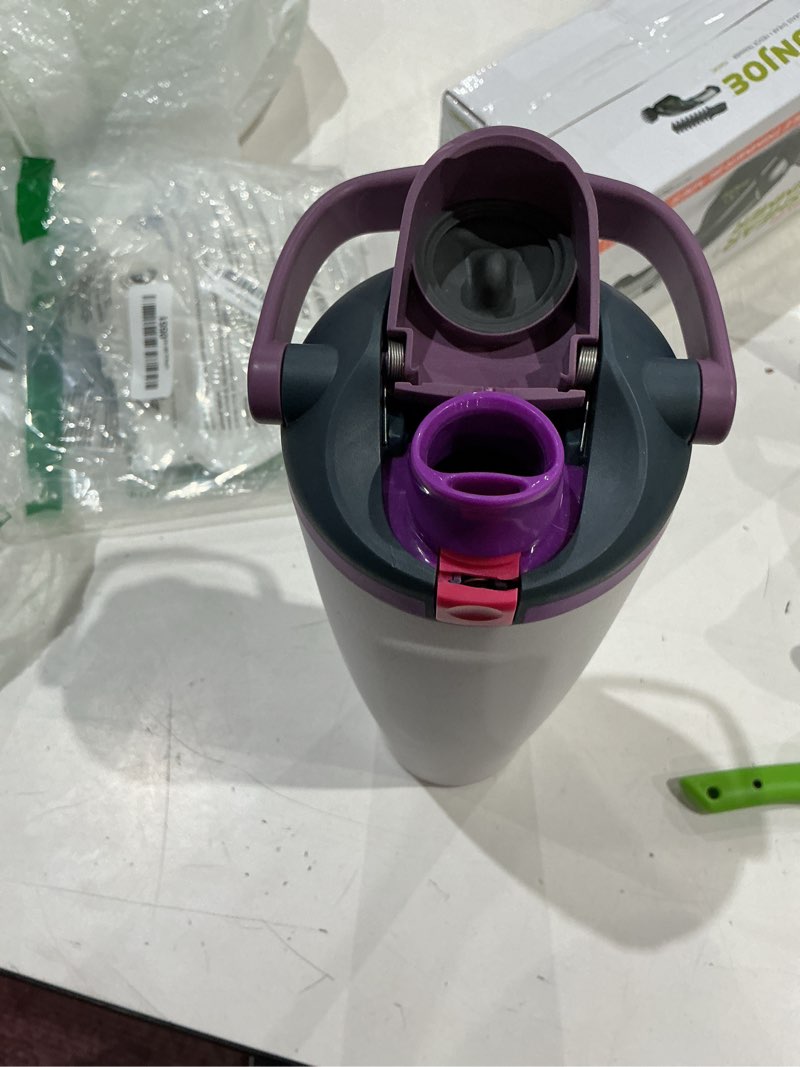 Condition photo showing As Is for owala freesip sway insulated stainless steel water bottle with two-way spout, built-in straw and bucket handle, made for travel, school, and sports, 40oz, bpa free, leak proof, dreamy field dreamy field 40 ounces
