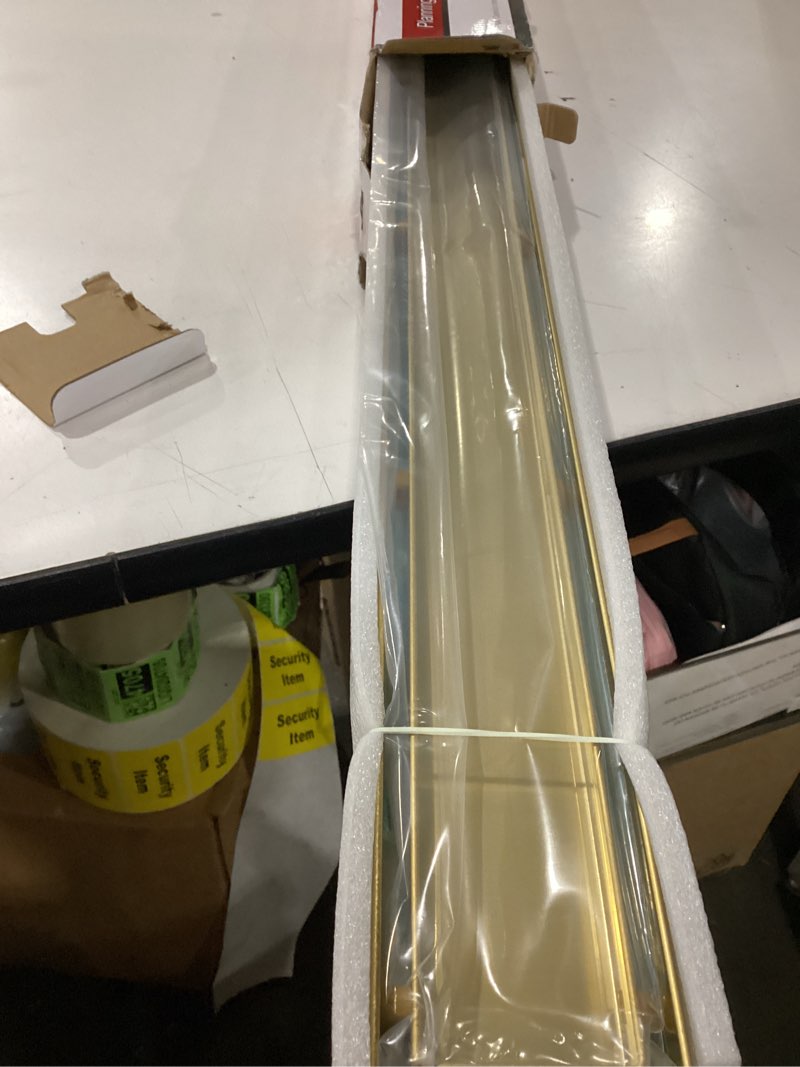 Condition photo showing As Is for neodrain 36-inch linear shower drain with tile insert grate, golden 304 stainless steel rectangle shower floor drain, linear drain with leveling feet, hair strainer gold 36 in