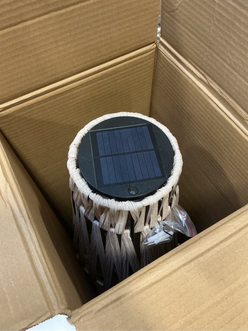 Condition photo showing New/Like New for GREEN MORE Rattan Solar Patio Lights,50 Lumen Auto-On/Off Outdoor Floor Solar Lamp, IP65 Waterproof with 8H Runtime for Garden Pathways & Landscape Lighting