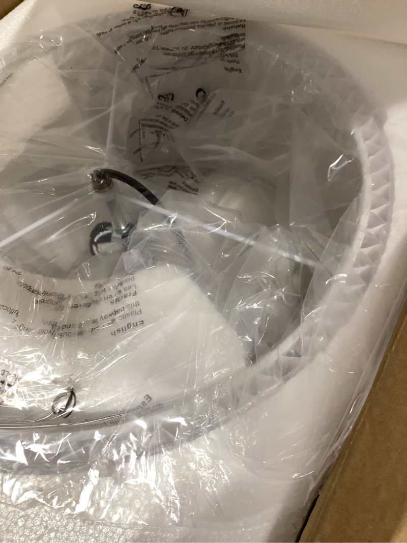 Condition photo showing New/Like New for vonluce semi-flush mount ceiling light, 15.7" modern 3-light ceiling light fixture with white pleated drum shade 3 e26 sockets for bedroom entryway living room, bronze finish, etl certificated bronze 15.7"