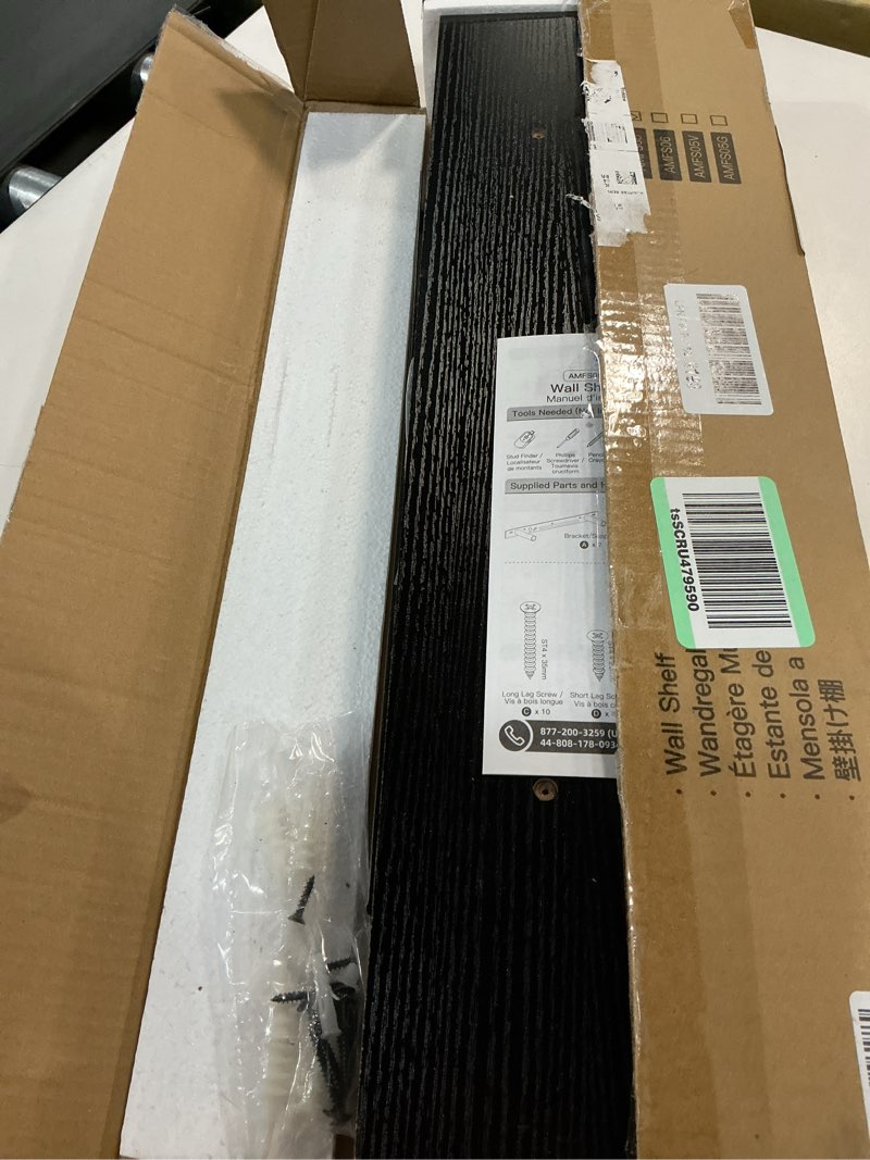 Condition photo showing Good Condition for AMADA HOMEFURNISHING Floating Shelves Wall Mounted, 24 x 7 Inch Wall Shelves for Bathroom, Bedroom, Living Room, Black Shelves Set of 2 - AMFS05 | Wall Shelves, for Bathroom, Bedroom, Living Room, Shelves Black 24 inches