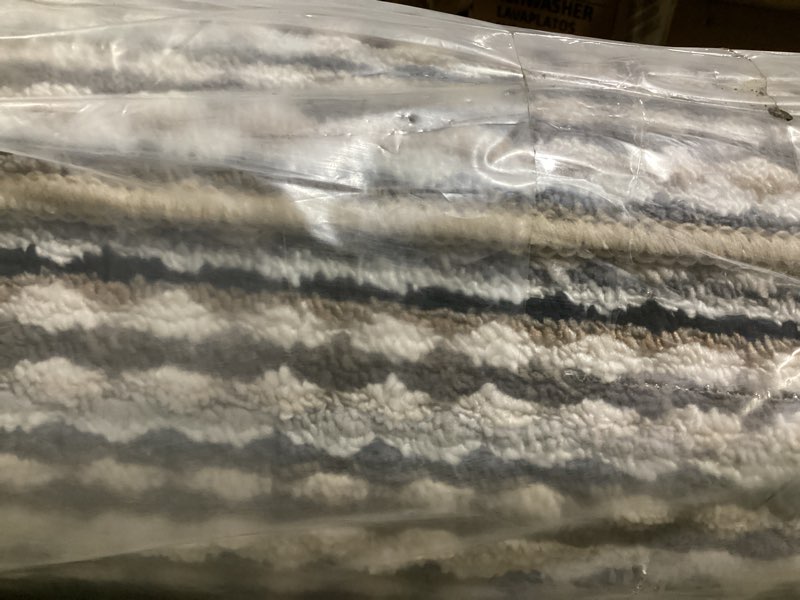 Condition photo showing Good Condition for possibly used garland rug carnival stripe non-slip recycled 7' x 12' random earthtone stripes area rug – modern, stain-resistant, ideal for living rooms & high-traffic areas assorted earth tones (colors will vary) 7' x 12' (rectangular)