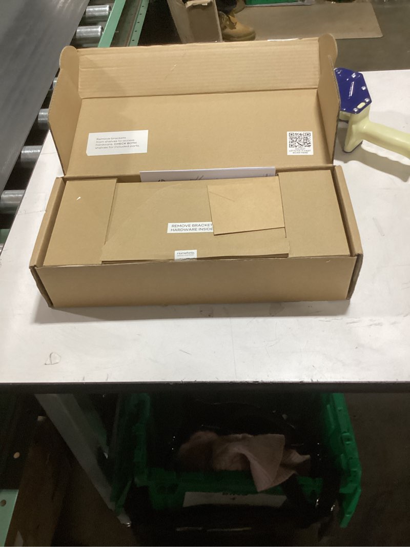 Condition photo showing New/Like New for Homeforia Walnut Floating Bathroom Shelves, High End Solid Real Wood 16 inch Small Floating Shelf for Wall Mounted, Dark Brown 16inch Floating Shelves, Heavy Duty Bracket, 16 X 6.5 X 1.75 in, Set of 2 American Walnut - Satin Dark Tone Pack of 2 16 inch