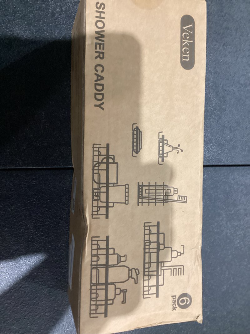 Condition photo showing New/Like New for veken shower caddy 6-pack, advanced rustproof design, no drilling adhesive shelves, rack with soap holder, large capacity bathroom organizers and storage, wall-mounted kitchen & home decor black 6-piece set for master bathroom(rustproof upgrade)