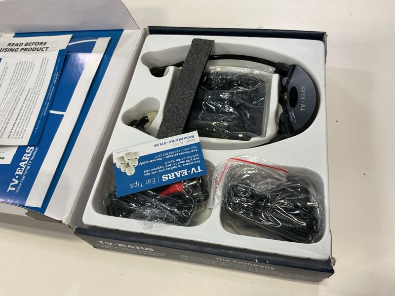 Condition photo showing Good Condition for tv ears original wireless headsets system, tv hearing aid devices works best with analog tv's, hearing assistance, tv listening headphones for seniors and hard of hearing. voice clarifying, doctor recommended - 11641, black
