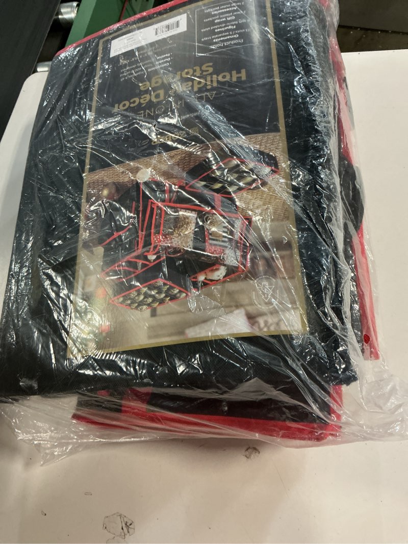 Condition photo showing New/Like New for ZOBER All in One Christmas Ornament Storage Box & Decoration Container - Easy Access Removable Trays, Keeps 73 Ornaments - Adjustable Extent Area for Figurines and Pockets for Decoration - Black