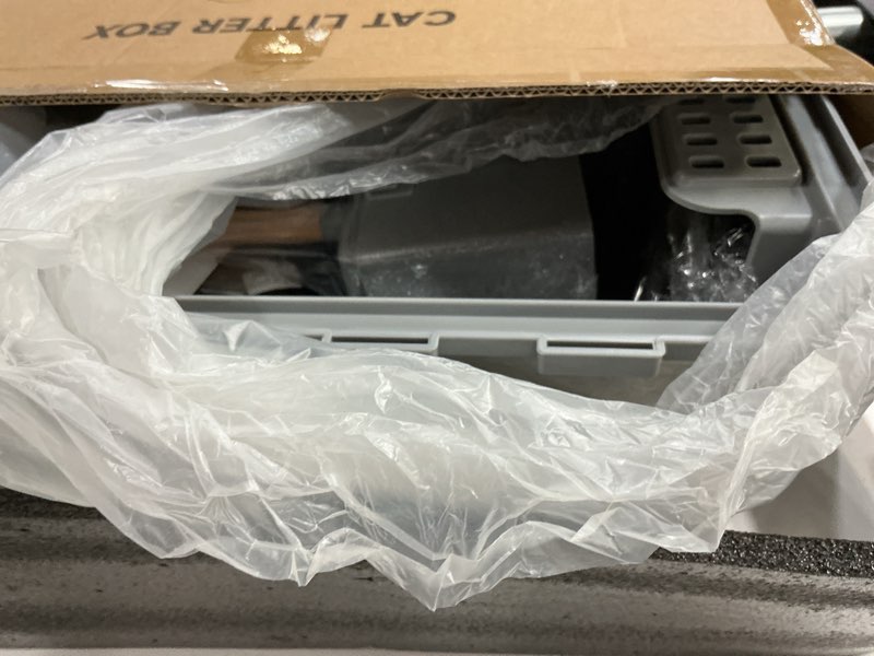 Condition photo showing New/Like New for Stainless Steel Litter Box with Lid, XL Extra Large Enclosed Cat Litter Box Fits All Cats Modular Design with Flip Cover, Top Entry Metal High Sided Cat Box & Pedal & Scoop (Grey) XL Grey