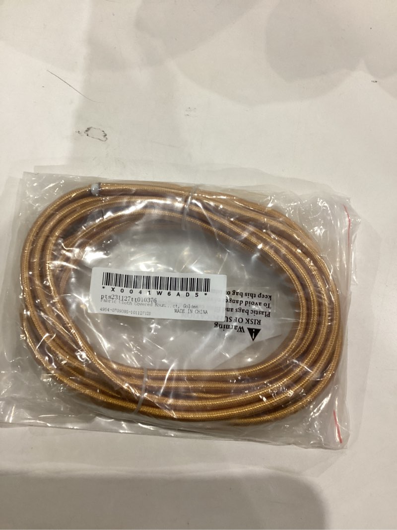 Condition photo showing As Is for PATIKIL Fabric Cloth Covered Round Wire, 16.4ft 18AWG 2 Core Vintage Woven Electrical Cord for Pendant Light DIY Project, Golden