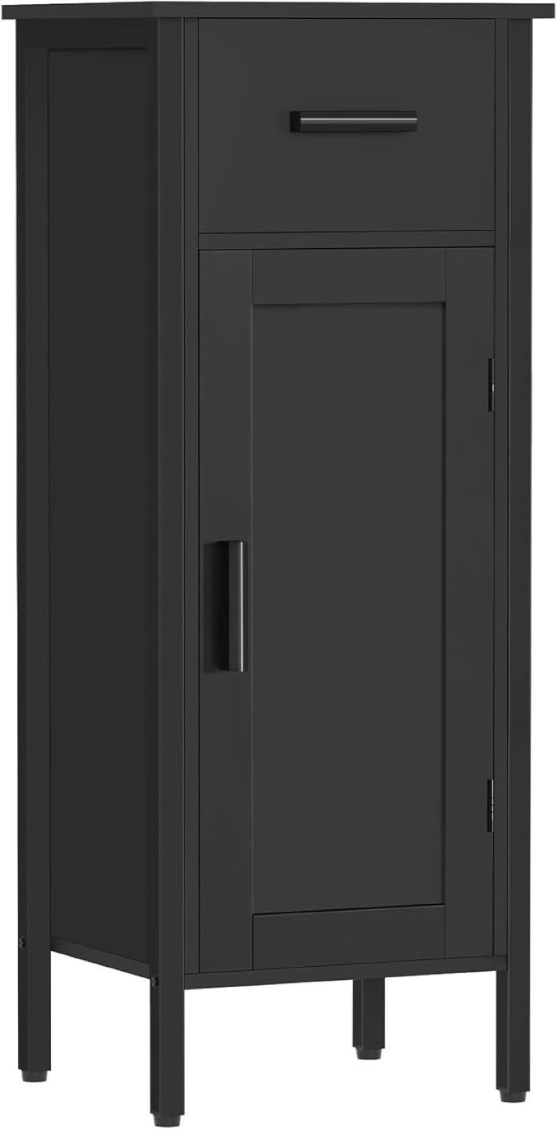 Storage Cabinet with Adjustable Shelf, Small Cabinet with 1 Door and 1 Drawer, Nightstand, for Living Room, Office, Black