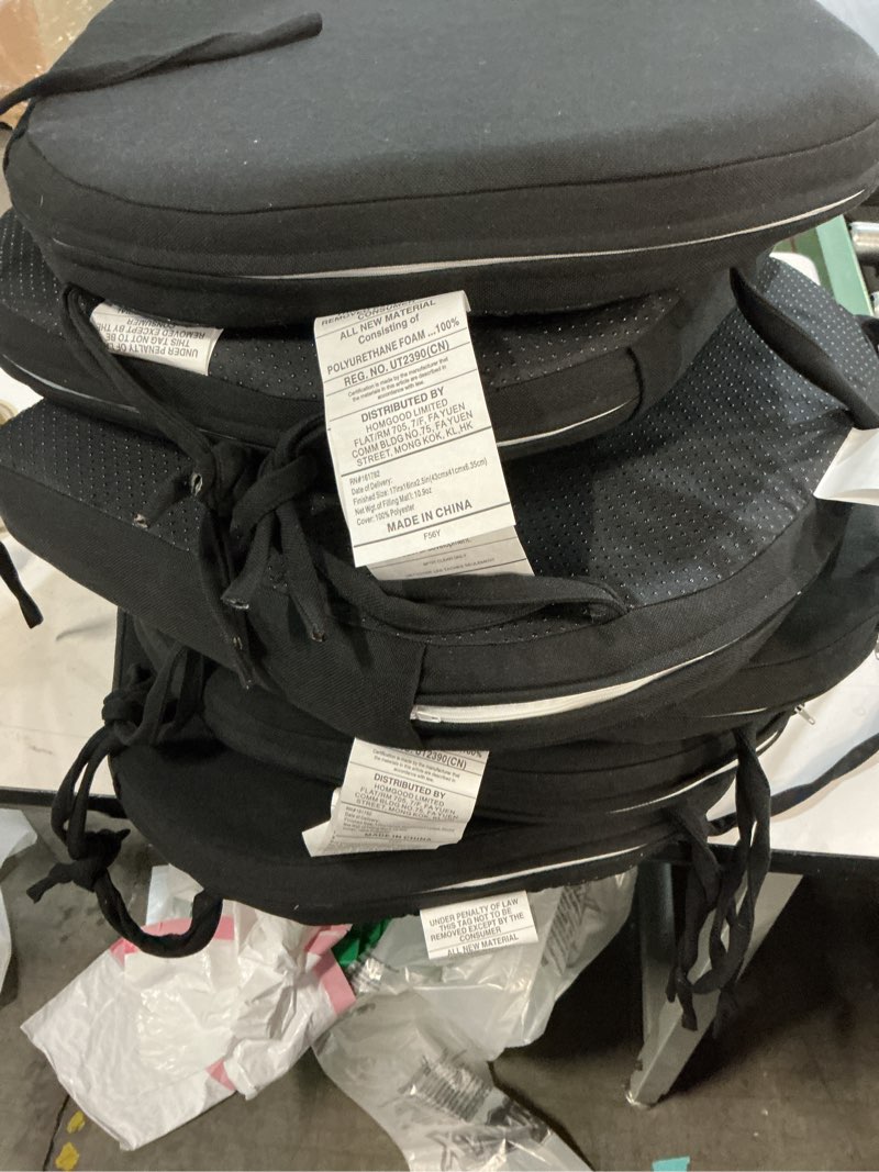 Condition photo showing Good Condition for downluxe Chair Cushions for Dining Chairs, Memory Foam Linen Kitchen Chair Pads with Ties, Waterproof, Stain-Resistant and Washable Cover, 17" x 16" x 2.5", Black, 6 Pack Black Pack of 6