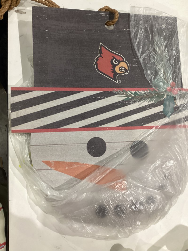 KH Sports Fan Louisville Cardinals Snowman Sign, 18x20 Inches, Cardinals Decor for Dorm Room, Bedroo