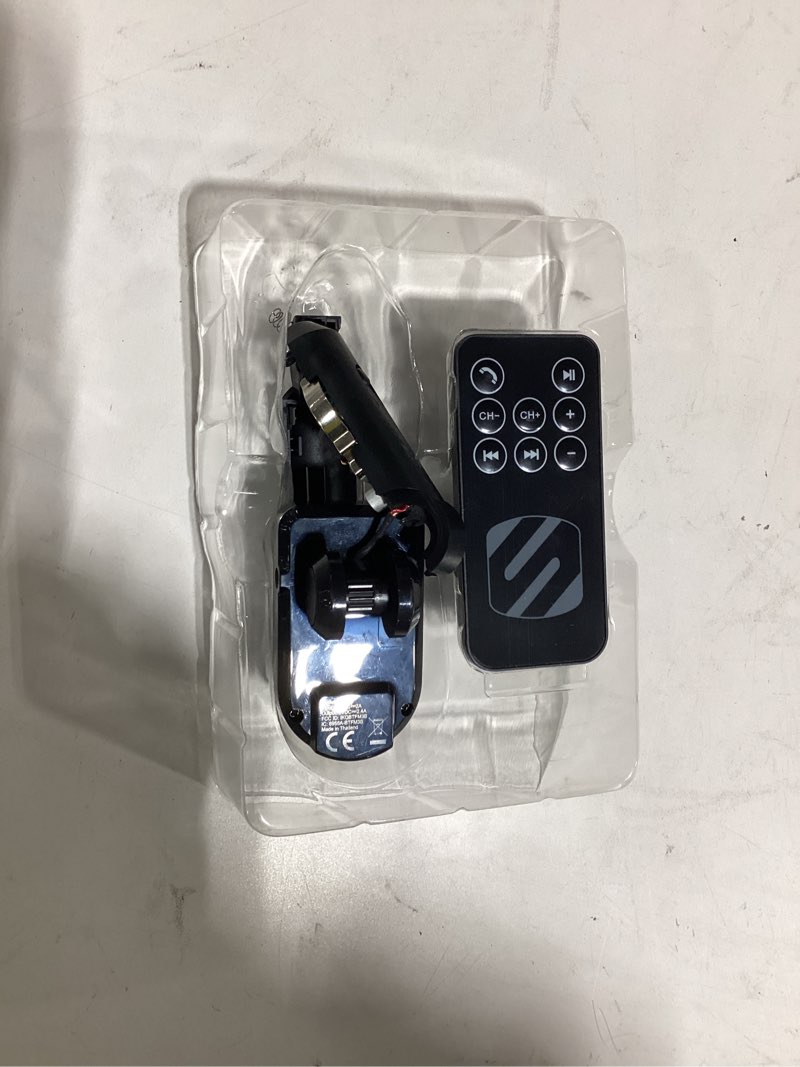 Condition photo showing As Is for scosche btfm3-1 btfreq bluetooth hands-free car kit with fm transmitter and 10w usb car charger
