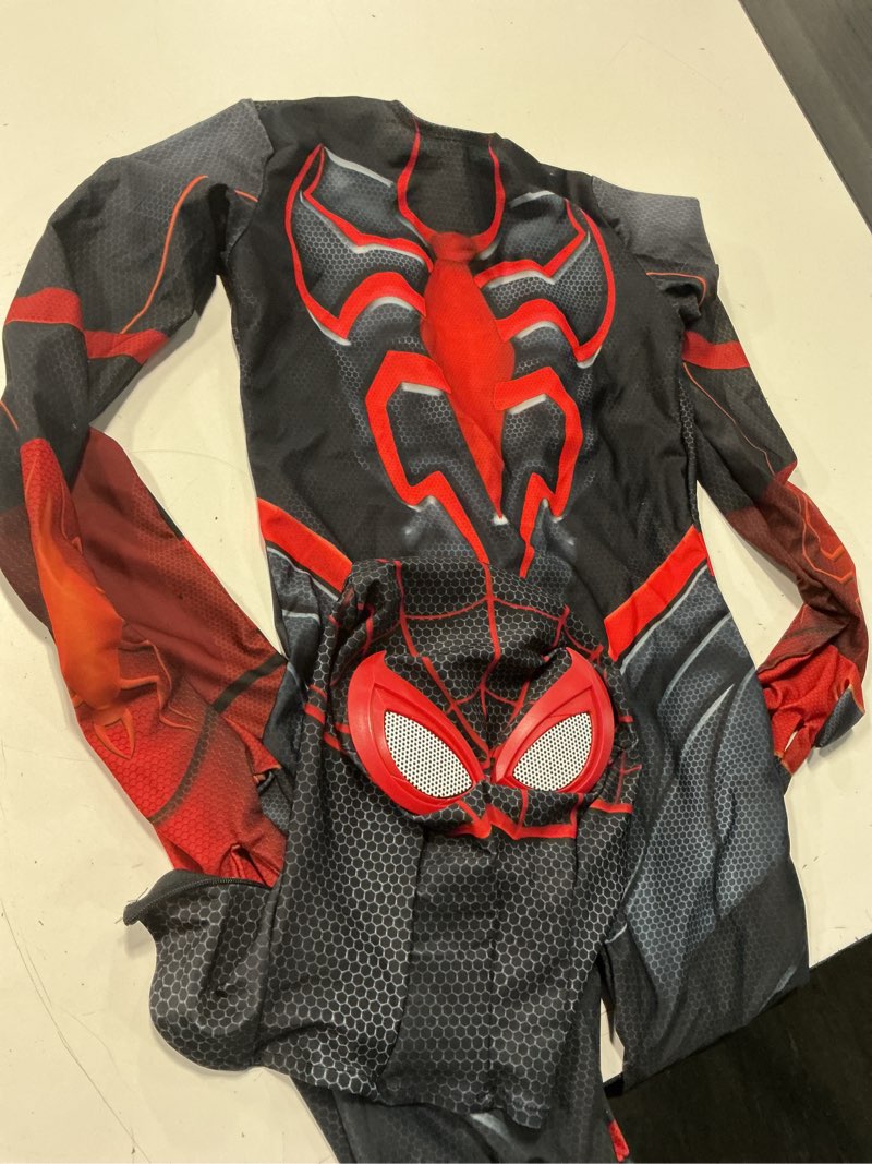 Condition photo showing Good Condition for kids superhero cosplay bodysuit halloween spandex costume 7-8t black