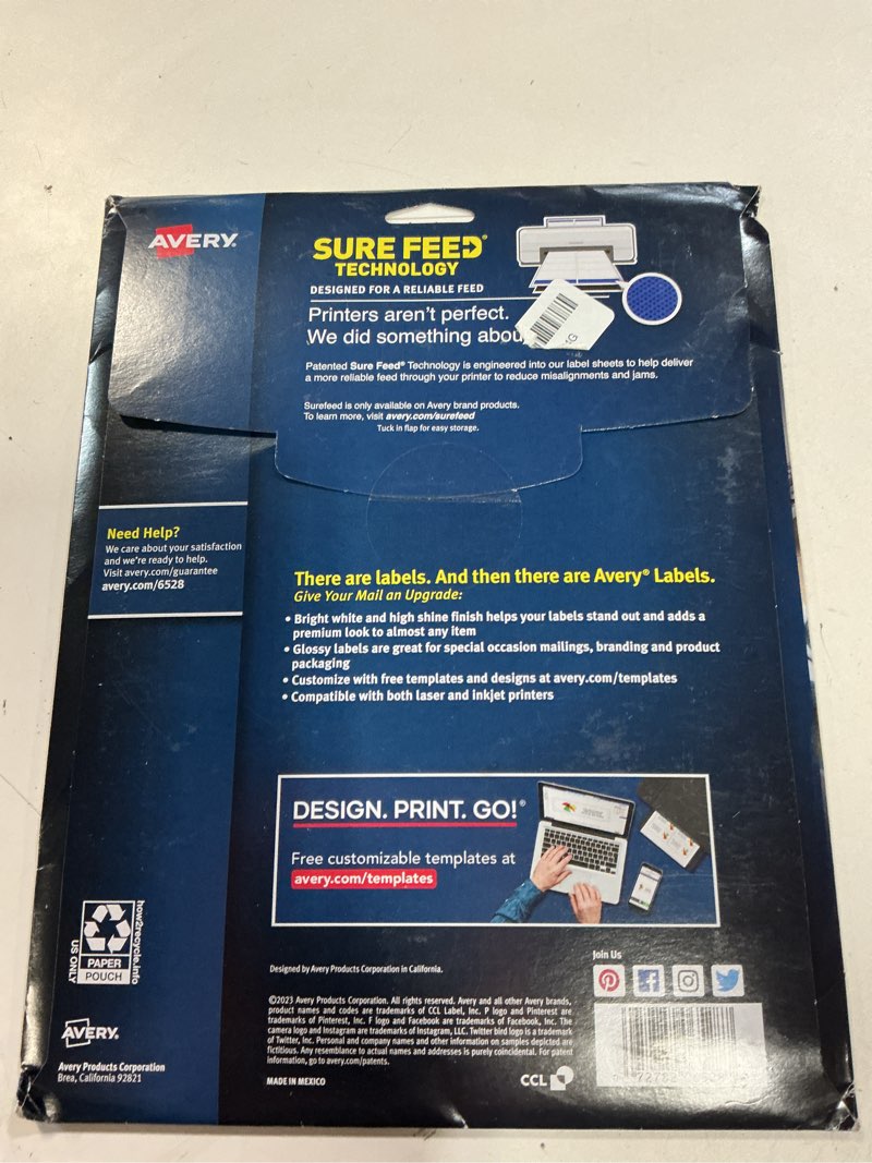 Condition photo showing New/Like New for avery shipping labels, sure feed and easy peel technology, glossy white labels, 2" x 4", permanent a