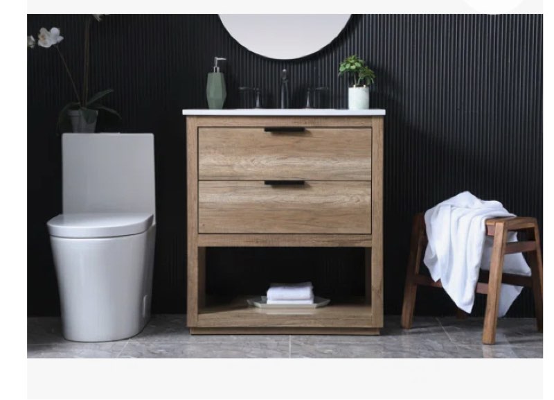 Vanity cabinet 2 drawer natural oak 