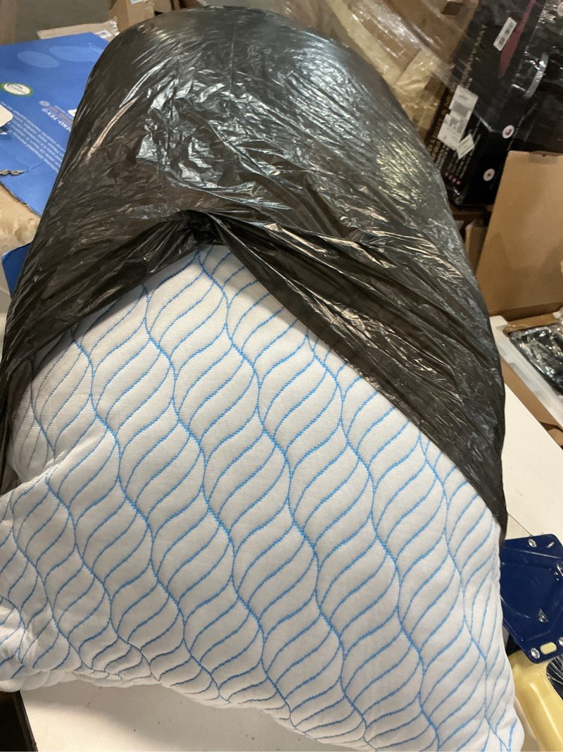 Condition photo showing As Is for Cooling King Size Pillows, Pillow King Size Set of 2 Shredded Memory Foam, Cool Cold for Sleeping with Zipper, Adjustable Firmness to Hot, Side, Back and Stomach Sleepers, 2 Pack, 20x36 Cooling Blue Cover King (Pack of 2)