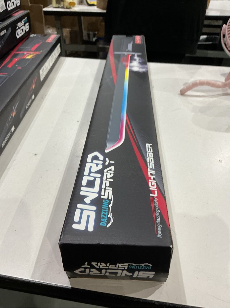 Condition photo showing New/Like New for rgb light up saber toy with smoke mist effect, 7 color neon lightsaber, sound effects and impact sensing, usb-c rechargeable toy sword for kids, 31.5 inch