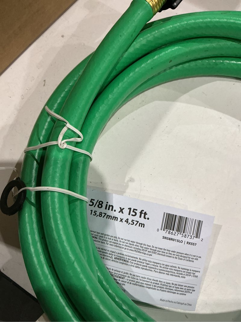 Condition photo showing As Is for (used)swan 5/8-in x 15-ft light vinyl green utility hose