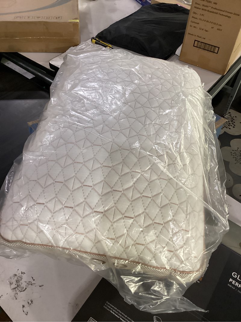 Condition photo showing As Is for bedgear glacier performance pillow - size 3.0 - cooling pillow for hot sleepers - back, stomach, side sleeper pillow - 20" w x 26" l x 4.75" h bgp02563p