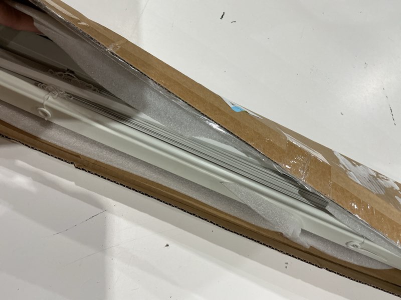 Condition photo showing Good Condition for myshade no-drill cordless horizontal mini blinds – 37.5" w x 64" h tool-free inside mount window blinds with 1" vinyl slats, light filtering & privacy, child & pet safe, white cordless-white 37.5" w x 64" h