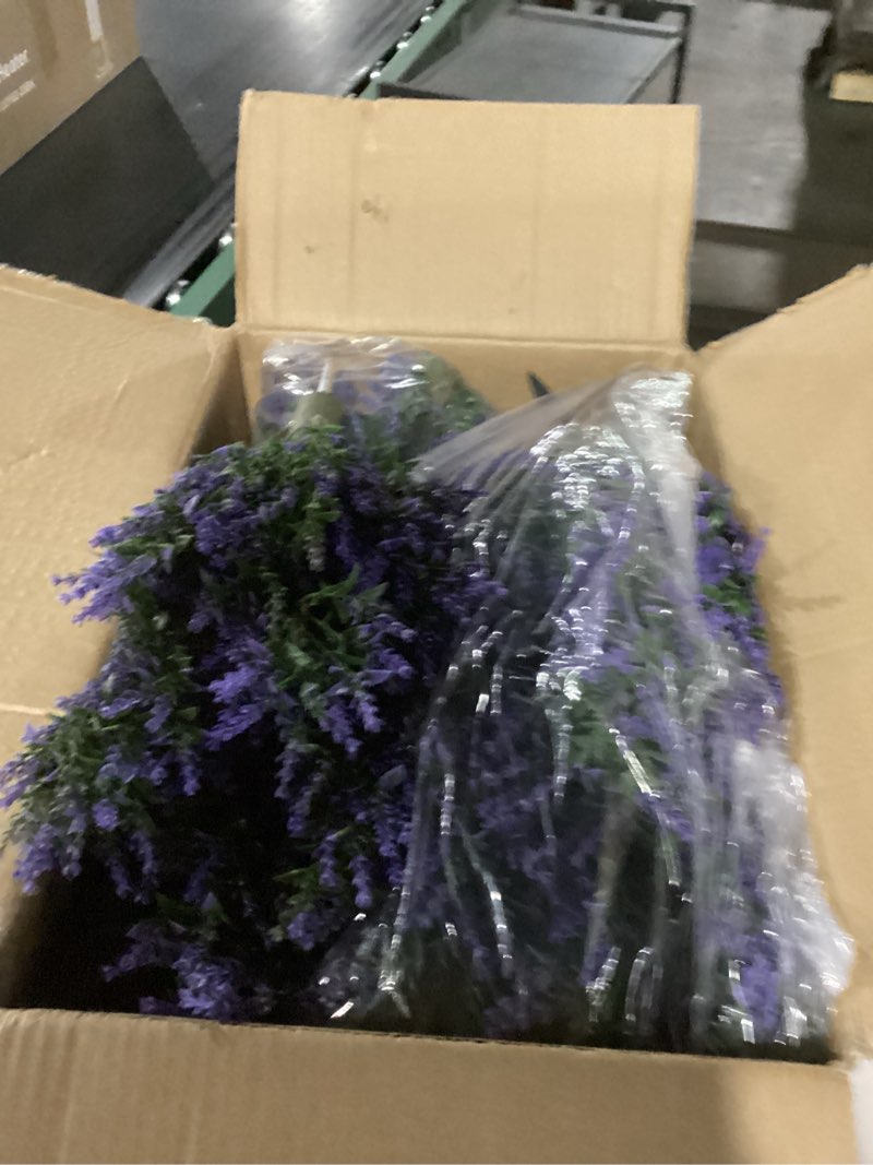 Condition photo showing Good Condition for MGWILL 3FT Artificial Lavender Topiary Tree, Set of 2 Artificial Shrubs Fake Bushes with Spike, Faux Lavender Plants for Porch, Artificial Plants for Outdoor Planters Indoor UV Resistant