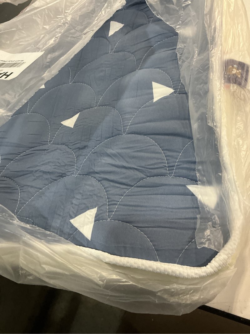 Condition photo showing As Is for Baby Bassinet Mattress 29x 18 inches- Firm Support and Comfort Premium Foam,Noiseless and Odorless,Hypoallergenic Small Crib Mattress, Fits Moses Basket, Dual Sided with Soft Breathable Fabric Blue 29x18x1.5