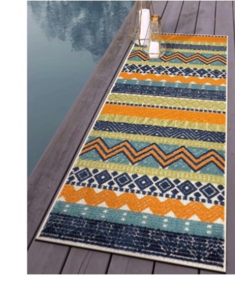 Rugshop Multi Marbella Boho Indoor/Outdoor Runner Rug, Machine Washable for Hallway, Entryway and Ki
