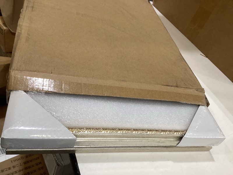Condition photo showing Good Condition for 12x16 vintage picture frames set of 2, ornate champagne silver photo frame with warm light gold tone, antique frame for wall and tabletop decor, retro home decoration & gift, 2 pack 12x16-2p champagne silver
