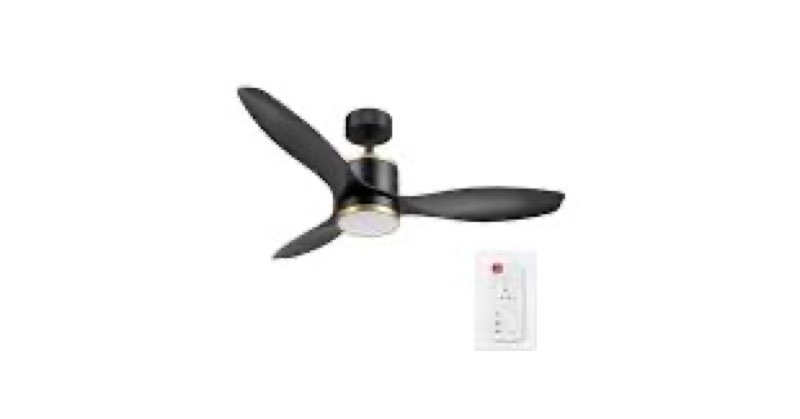 GLOBE Electric Edinburgh 52 in. Smart Ceiling Fan with LED Light, Remote Control, Whisper Quiet DC Motor, 6 Speeds, Black with Brass Accents