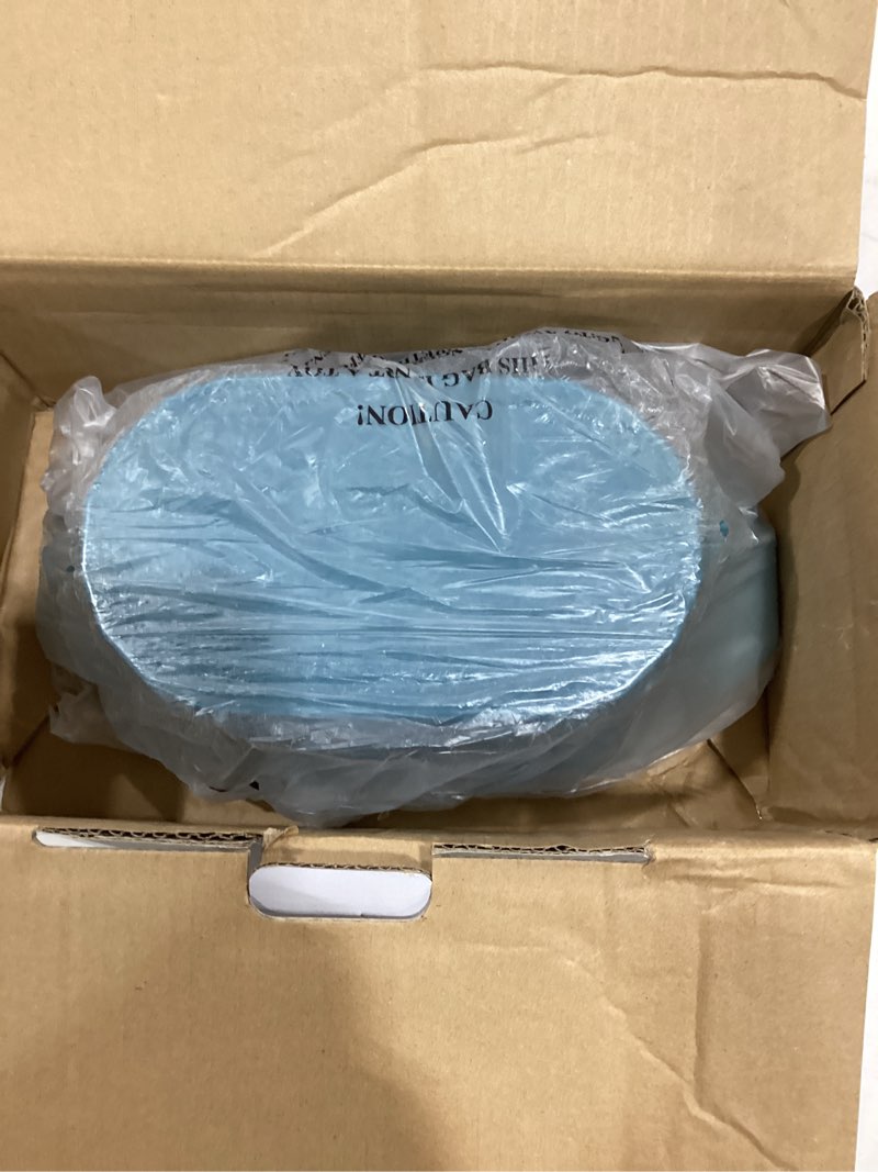 Condition photo showing As Is for Enameled Cast Iron Dutch Oven for Bread Baking – 3QT Oval Round Heavy Duty Bread Pan with Lid, Non-Stick Ceramic Coating,Loaf Cast Iron Bread Oven for Sourdough, Baking, Roasting, Braising, Stovetop & Oven Safe Blue