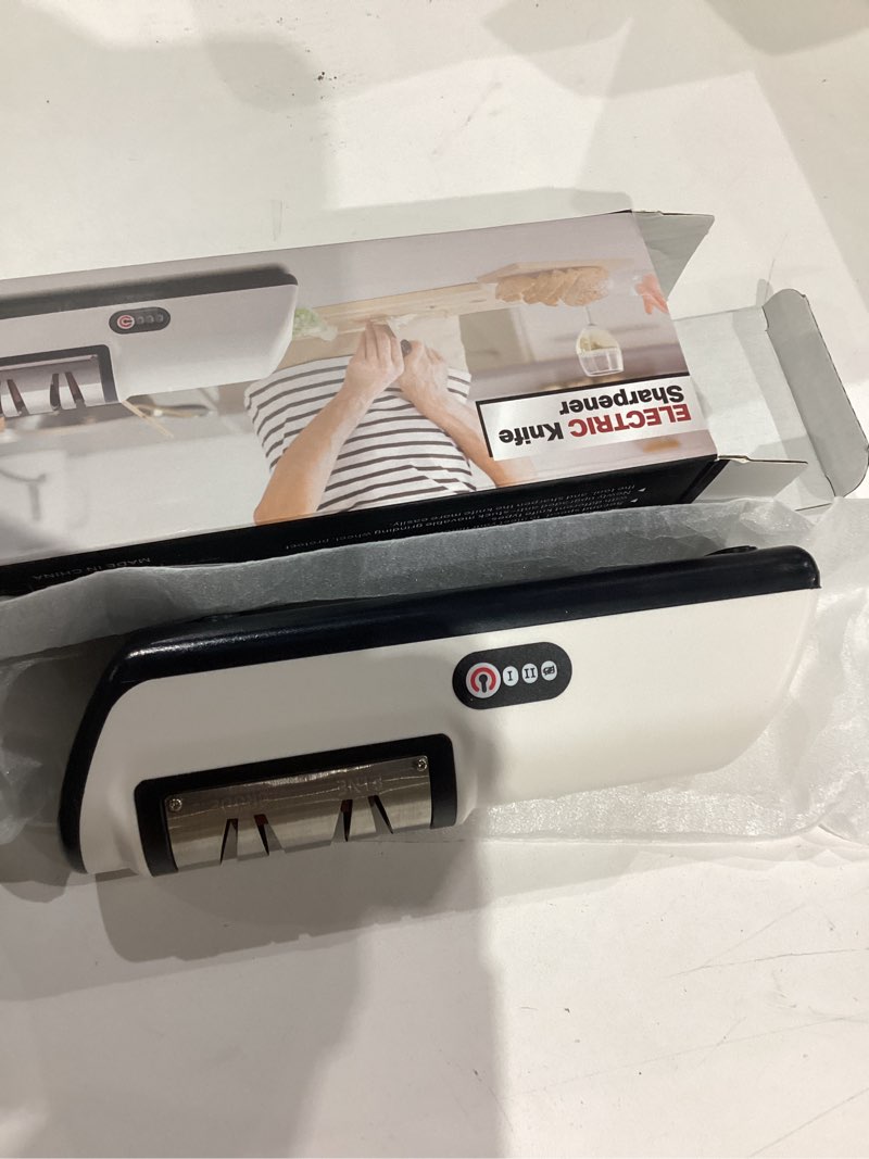 Condition photo showing Good Condition for Electric Knife Sharpener, Portable Kitchen Knife Sharpener, Cordless Rechargeable 2-Speed Sharpening with Coarse & Fine Modes for Chef, Paring, Slicing and Boning knives (Straight-Edge Blades)