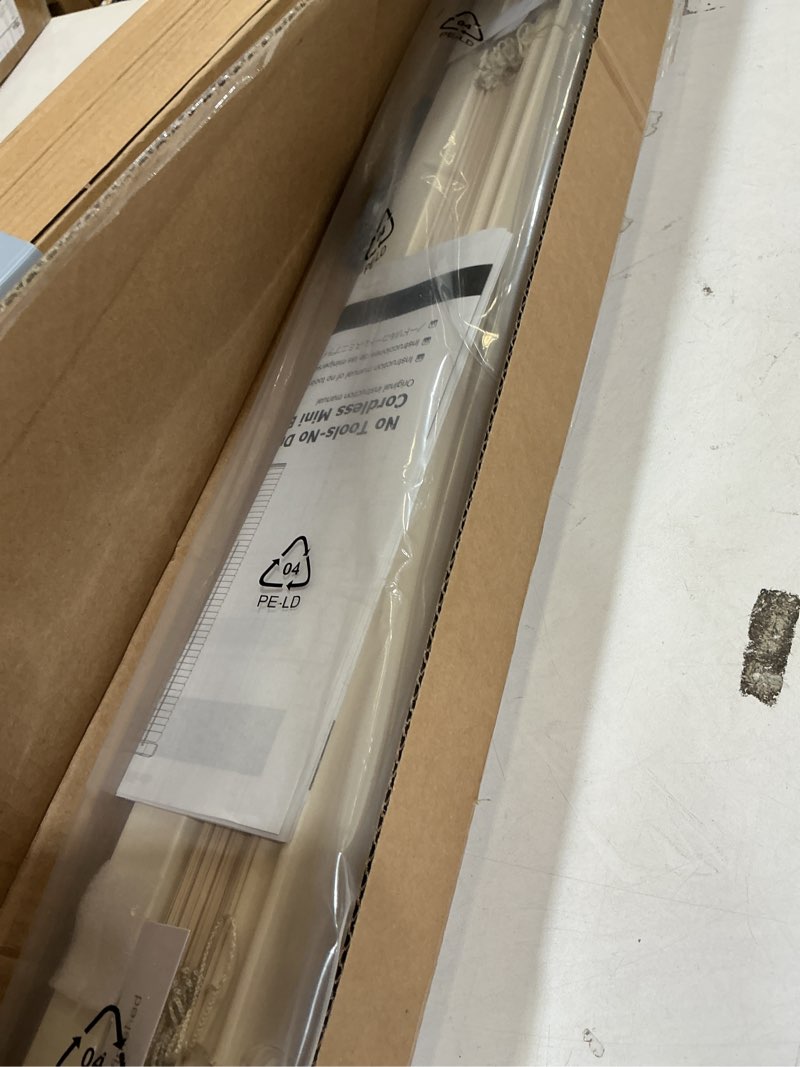 Condition photo showing New/Like New for lazblinds no tools no drill 1" vinyl mini blinds, cordless blinds for windows, light filtering horizontal window blinds & shades, 40" w x 48" h, cream cordless-cream 40" w x 48" h