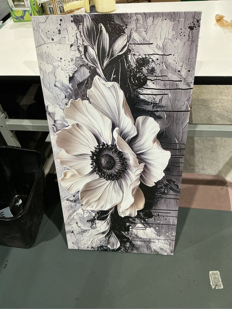 Condition photo showing Good Condition for flower canvas wall art for living room - black and white wall art for bedroom - modern wall decor for bedroom women size 20" x 40" 40l" x 20w" black white