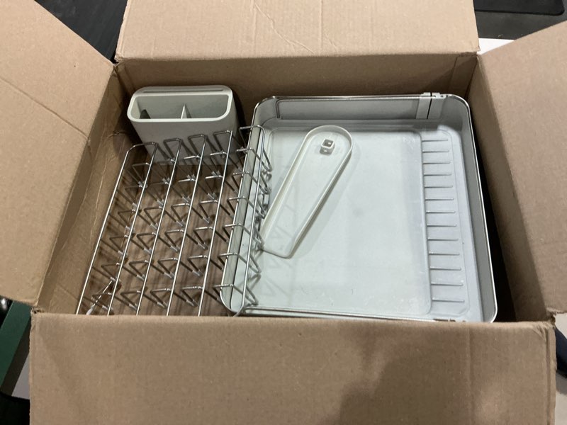 Condition photo showing Good Condition for Joseph Joseph Extend Steel Expandable Dish Drying Rack with Removable Cutlery Holder Swivel Draining Spout, Stainless Steel 1-tier Light Stone