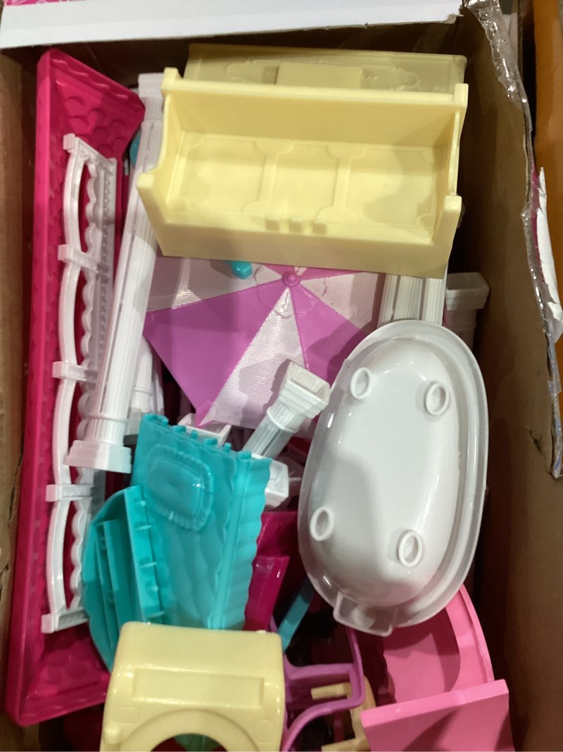 Condition photo showing Good Condition for Doloowee DIY Dolls House for Girls - 4-Level 10-Room Villa with 2 Dolls, 4 Dogs & Rich Accessories, DollsHouse Toys for Kids 4-8 Years Old 10 Rooms