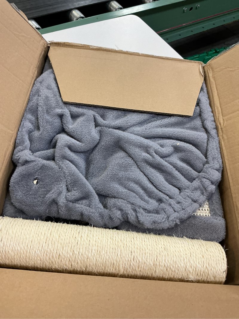 Condition photo showing Good Condition for youpet cat tree with cat scratching post for indoor cats, cat tower with scratching board and playful toy balls, cat tree tower with cozy hammock,grey grey 25.59"