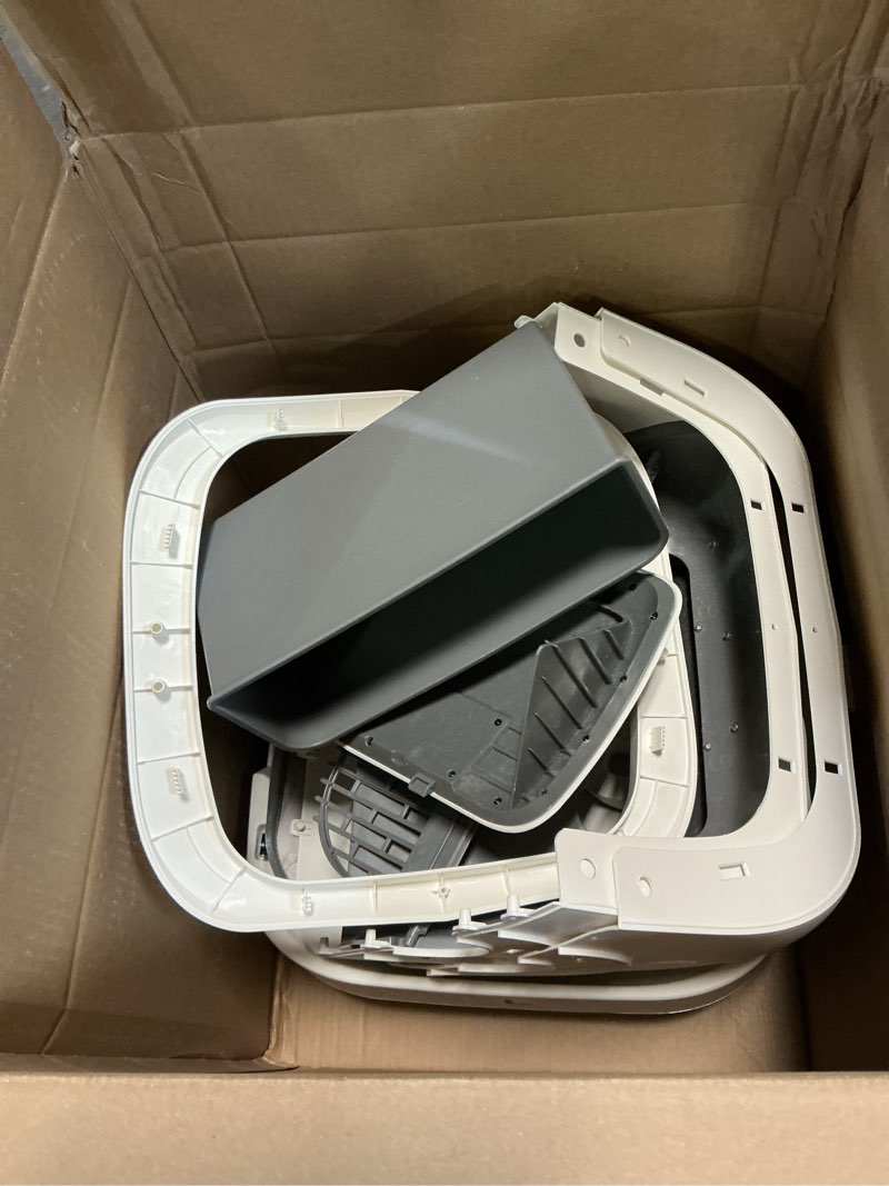 Condition photo showing As Is for automatic cat litter box self cleaning - app control and weight monitoring - ultra-quiet, suitable for medium cats and kittens, safe anti-pinch litter box (assembly required) - white