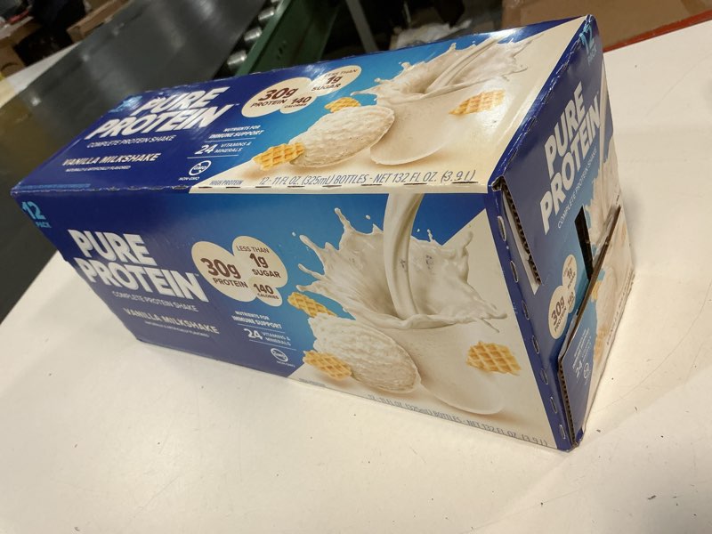 Condition photo showing New/Like New for (Best by 17 Feb 2026)Pure Protein Vanilla Protein Shake, 30g Complete Protein, Vitamins A, C, D, and E plus Zinc to Support Immune Health, Ready to Drink and Keto-Friendly, 11oz Bottles, 12 Pack