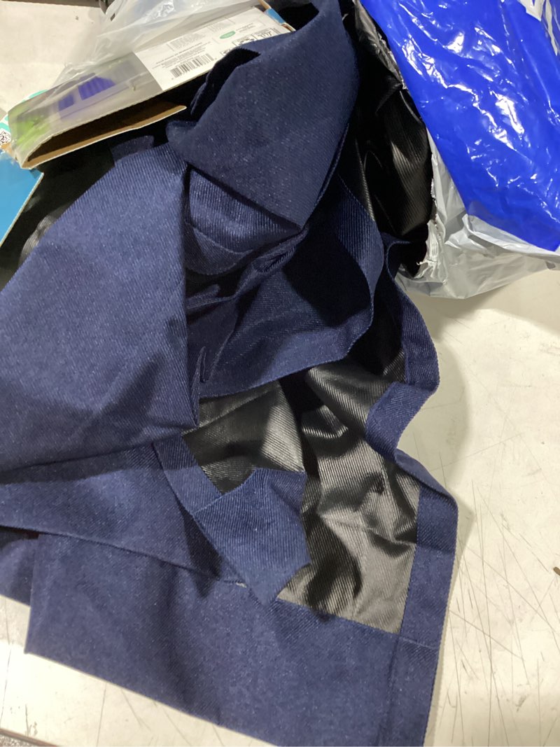 Condition photo showing As Is for mainstays dark navy solid blackout rod pocket with back tabs curtain panels 4pc set  set of 4  30  w x 63  l