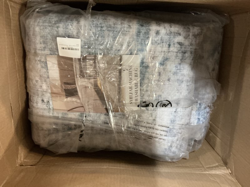 Condition photo showing As Is for area rugs 8x10 living room rug washable no slip low pile soft thickness large carpets indoor floor covering for bedroom dining modern abstract home office decor blue 01blue 8' x 10' (rectangular)
