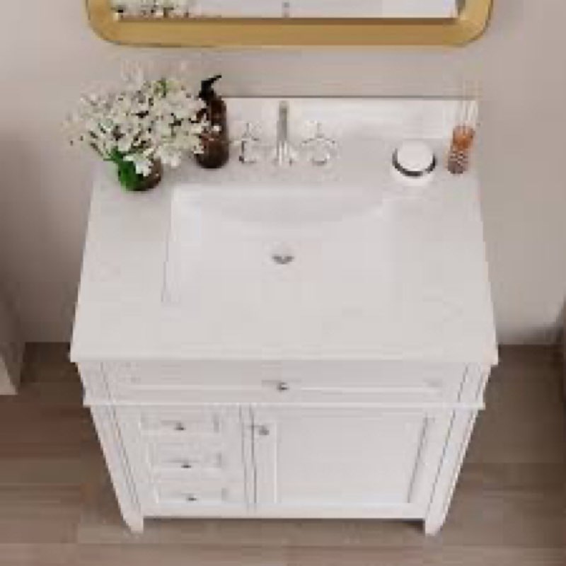 30'' Fully Assembled Single Bathroom Vanity with Backsplash, 2 Colors Available White / Light Gray