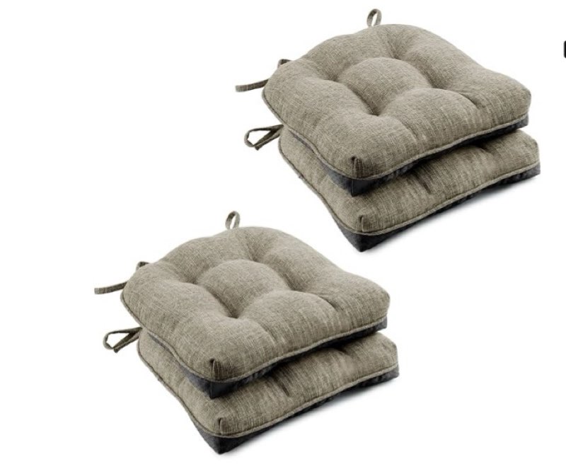 Wellsin Chair Cushions for Dining Chairs, Non-Slip Kitchen Chair Pads with Ties, Tufted Shredded Foam Kitchen Chair Cushions Set of 6, 15.5\" X 15.5\", Khaki