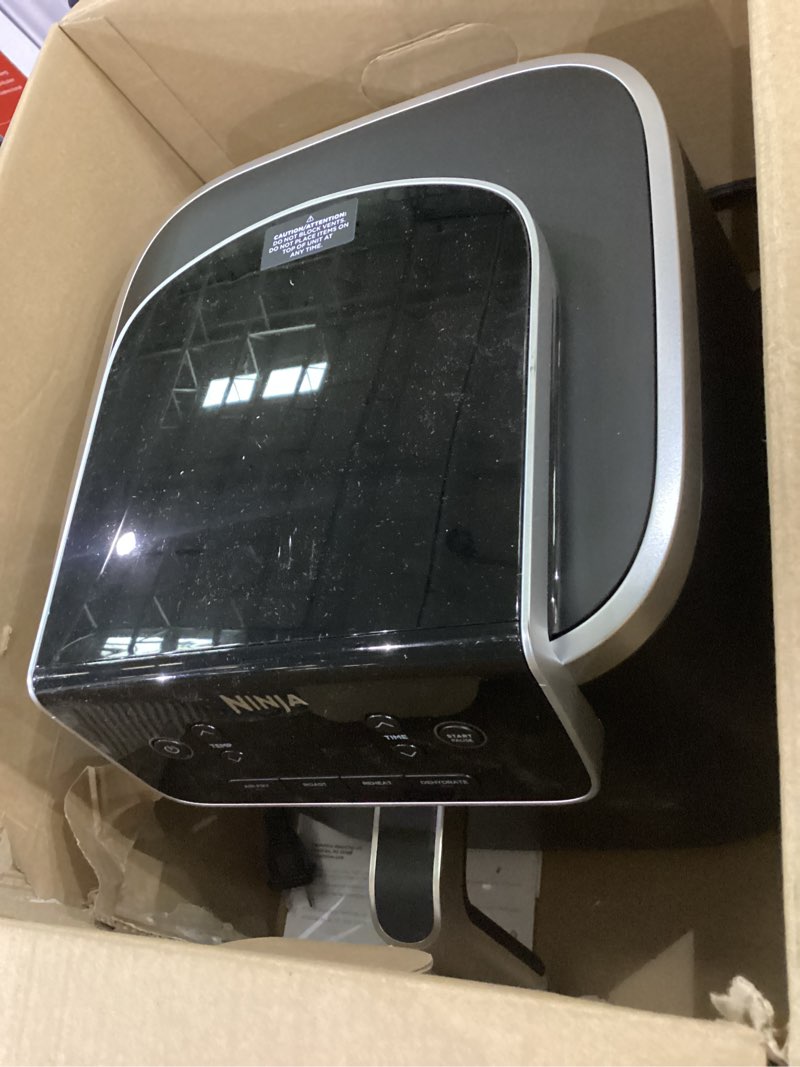 Condition photo showing As Is for Ninja | Air Fryer | 4-in-1 Pro Air Fry, Roast, Reheat, Dehydrate | 5QT Capacity fits up to 4lbs of French Fries | 400F Max Temp | Nonstick Basket & Crisper Plate | 120V | Grey | AF141 5 QT