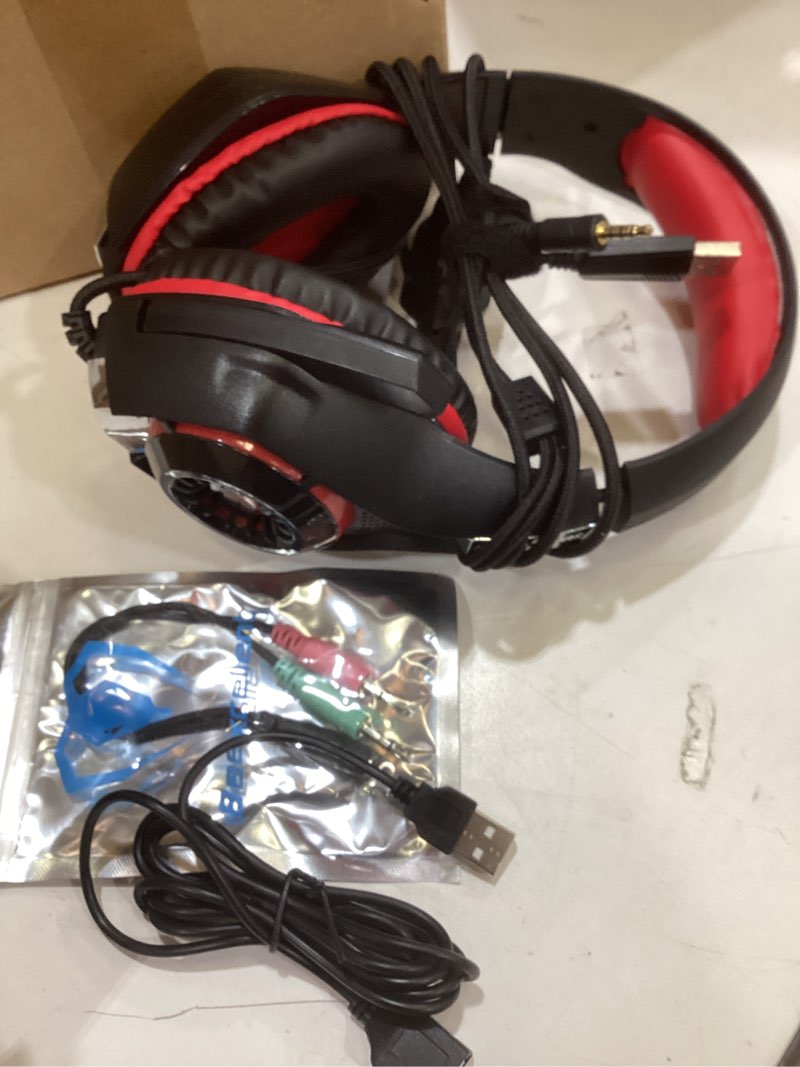 Condition photo showing Good Condition for gaming headset for ps4 ps5 xbox one switch pc with noise canceling mic, deep bass stereo sound (black red)