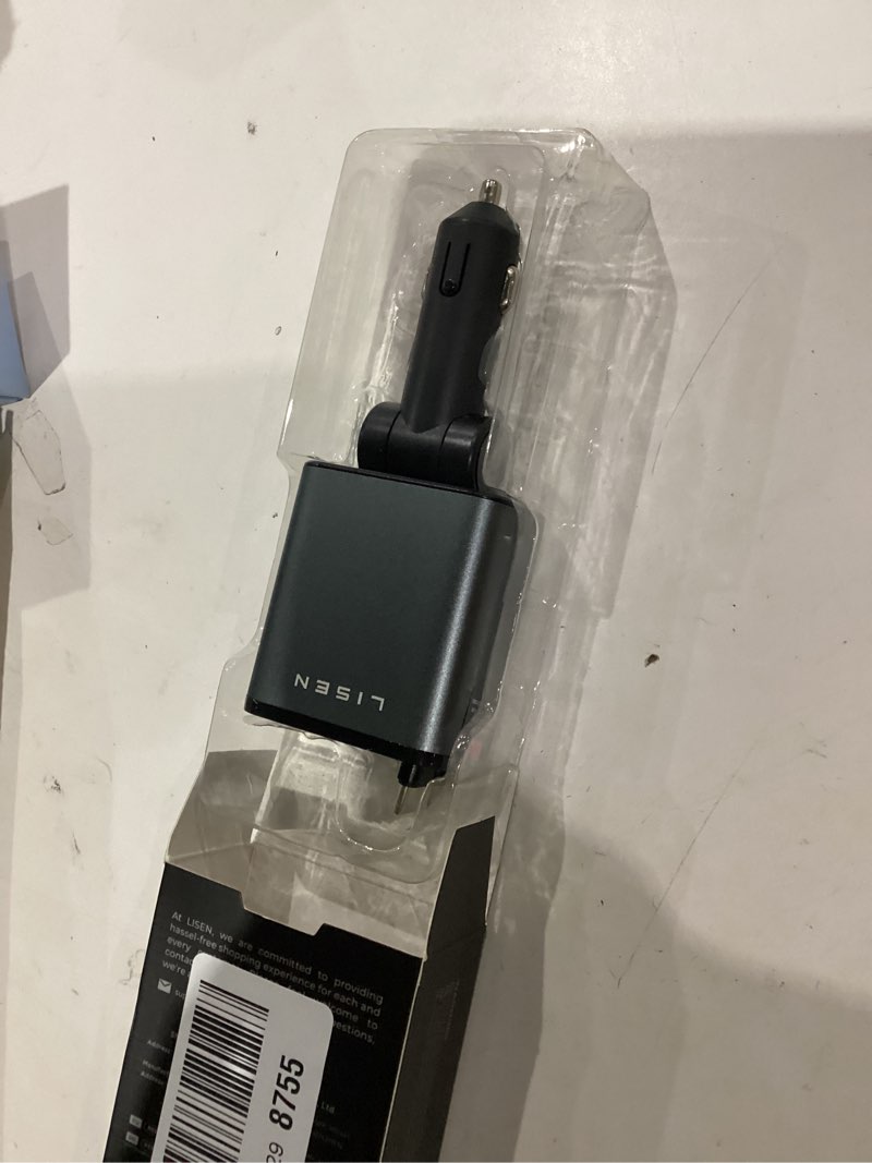 Condition photo showing As Is for LISEN Retractable Car Charger, for Valentines Day Gifts for Him, 69W Cars Adapter USB C Fast Charger for iPhone 17 Pro Max 16, Car Accessories Gadgets for Men, Anniversary Birthday Gifts for Men Women Grey 31.5 Inch