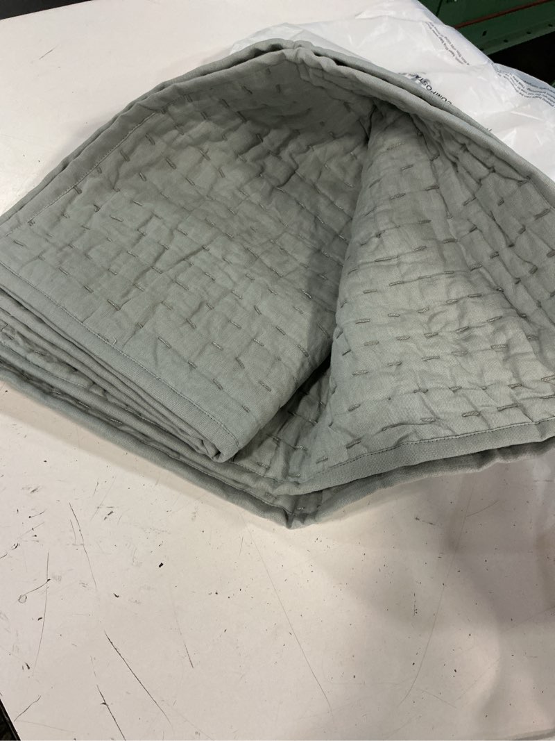 Condition photo showing Good Condition for quince european linen cotton stitch sham set, standard, mist