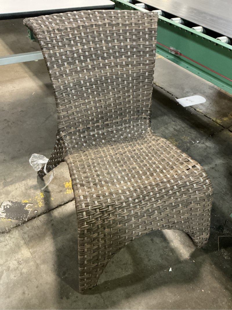 Condition photo showing As Is for  style selections lola wicker stackable black steel frame stationary conversation chair with woven